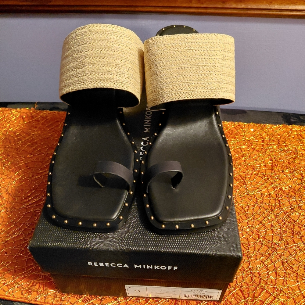 Rebecca Minkoff Black and Cream Sandals